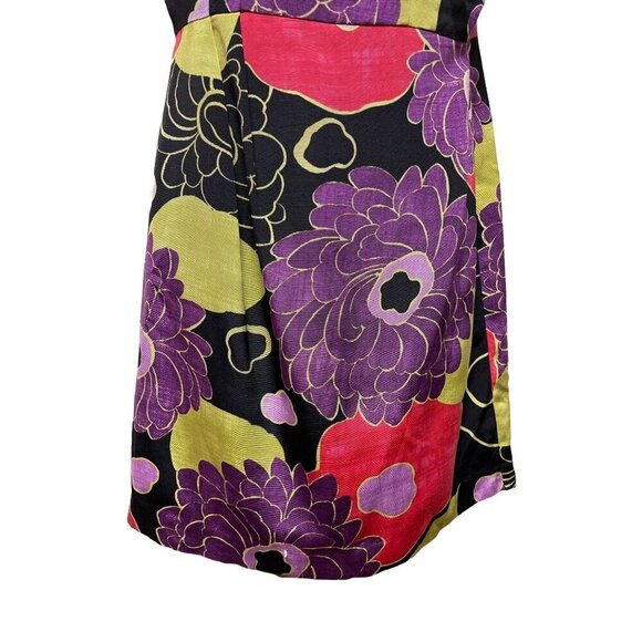 Anthropologie Leifsdottir Black Purple Floral Winter Peony Sheath Casual Dress S - Picture 5 of 12
